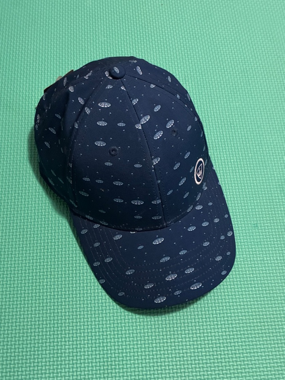 Brand New Navy Patterned Golf qCap with Small Icon Patch